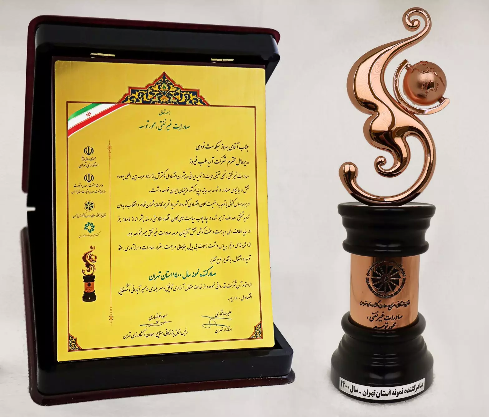 Arya Teb Firooz Selected as Top Exporter in Tehran